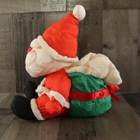 Santa Claus Christmas Puffy Plush Toy with Back Sack Parachute Vintage Holiday - Picture 5 of 7